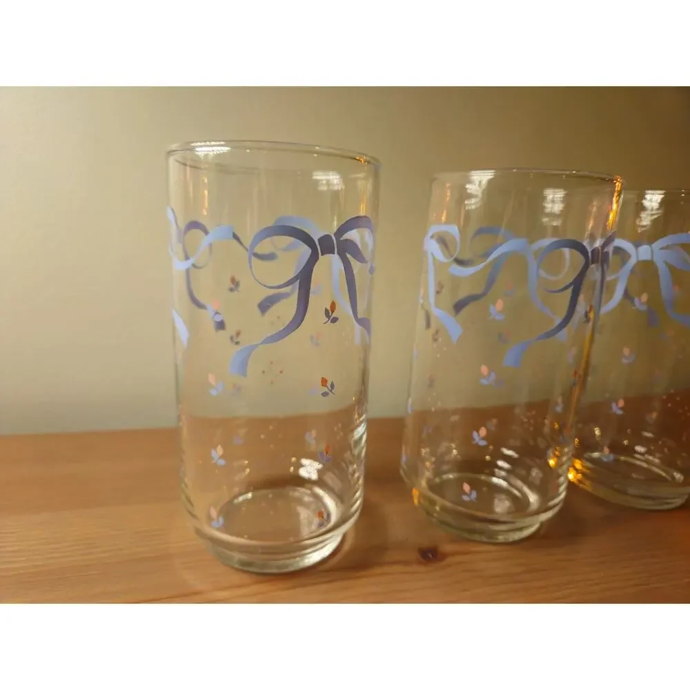 Country Cottage Blue Ribbon Libbey Drinking Glasses 14 oz Set Of 3